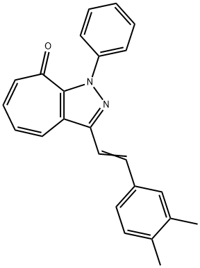 3-[2-(3,4-dimethylphenyl)vinyl]-1-phenylcyclohepta[c]pyrazol-8(1H)-one 구조식 이미지