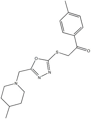 1-(4-methylphenyl)-2-({5-[(4-methyl-1-piperidinyl)methyl]-1,3,4-oxadiazol-2-yl}sulfanyl)ethanone 구조식 이미지