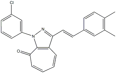 1-(3-chlorophenyl)-3-[2-(3,4-dimethylphenyl)vinyl]cyclohepta[c]pyrazol-8(1H)-one Structure