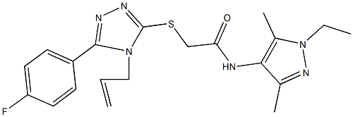 2-{[4-allyl-5-(4-fluorophenyl)-4H-1,2,4-triazol-3-yl]sulfanyl}-N-(1-ethyl-3,5-dimethyl-1H-pyrazol-4-yl)acetamide 구조식 이미지