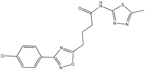 4-[3-(4-chlorophenyl)-1,2,4-oxadiazol-5-yl]-N-(5-methyl-1,3,4-thiadiazol-2-yl)butanamide 구조식 이미지