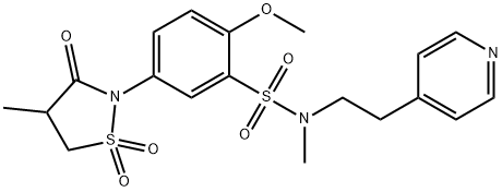 2-methoxy-N-methyl-5-(4-methyl-1,1-dioxido-3-oxo-2-isothiazolidinyl)-N-[2-(4-pyridinyl)ethyl]benzenesulfonamide Structure