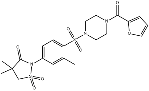 2-(4-{[4-(2-furoyl)-1-piperazinyl]sulfonyl}-3-methylphenyl)-4,4-dimethyl-3-isothiazolidinone 1,1-dioxide 구조식 이미지