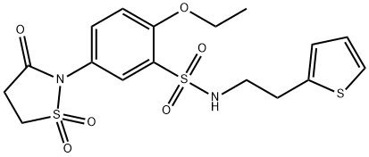5-(1,1-dioxido-3-oxo-2-isothiazolidinyl)-2-ethoxy-N-[2-(2-thienyl)ethyl]benzenesulfonamide 구조식 이미지