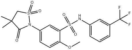 5-(4,4-dimethyl-1,1-dioxido-3-oxo-2-isothiazolidinyl)-2-methoxy-N-[3-(trifluoromethyl)phenyl]benzenesulfonamide Structure
