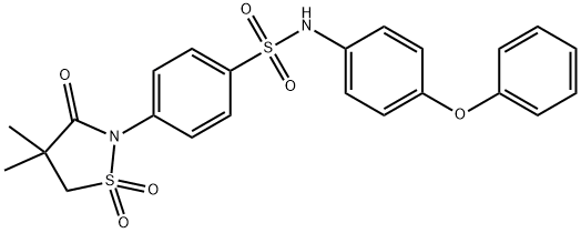 4-(4,4-dimethyl-1,1-dioxido-3-oxo-2-isothiazolidinyl)-N-(4-phenoxyphenyl)benzenesulfonamide 구조식 이미지