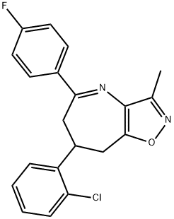 7-(2-chlorophenyl)-5-(4-fluorophenyl)-3-methyl-7,8-dihydro-6H-isoxazolo[4,5-b]azepine Structure