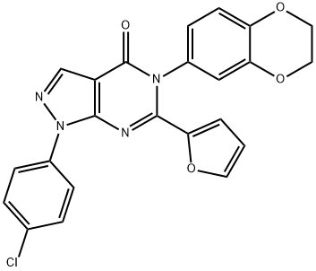 1-(4-chlorophenyl)-5-(2,3-dihydro-1,4-benzodioxin-6-yl)-6-(2-furyl)-1,5-dihydro-4H-pyrazolo[3,4-d]pyrimidin-4-one Structure