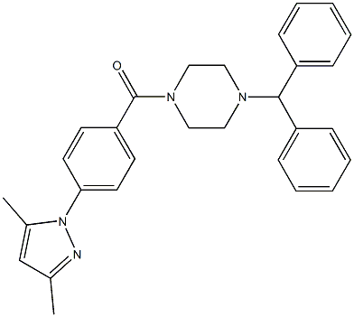 1-benzhydryl-4-[4-(3,5-dimethyl-1H-pyrazol-1-yl)benzoyl]piperazine Structure