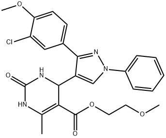 2-methoxyethyl 4-[3-(3-chloro-4-methoxyphenyl)-1-phenyl-1H-pyrazol-4-yl]-6-methyl-2-oxo-1,2,3,4-tetrahydropyrimidine-5-carboxylate 구조식 이미지