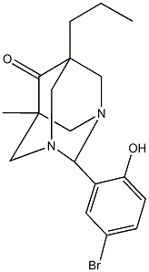 2-(5-bromo-2-hydroxyphenyl)-5-methyl-7-propyl-1,3-diazatricyclo[3.3.1.1~3,7~]decan-6-one 구조식 이미지