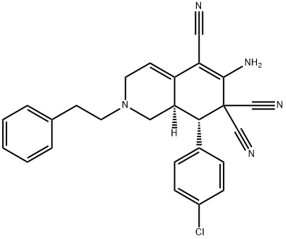 6-amino-8-(4-chlorophenyl)-2-(2-phenylethyl)-2,3,8,8a-tetrahydroisoquinoline-5,7,7(1H)-tricarbonitrile Structure