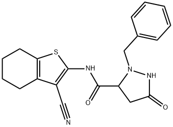 2-benzyl-N-(3-cyano-4,5,6,7-tetrahydro-1-benzothien-2-yl)-5-oxo-3-pyrazolidinecarboxamide Structure