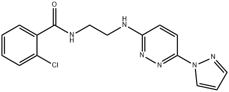 2-chloro-N-(2-{[6-(1H-pyrazol-1-yl)-3-pyridazinyl]amino}ethyl)benzamide Structure