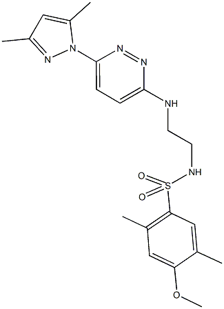 N-(2-{[6-(3,5-dimethyl-1H-pyrazol-1-yl)-3-pyridazinyl]amino}ethyl)-4-methoxy-2,5-dimethylbenzenesulfonamide 구조식 이미지
