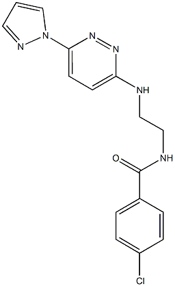 4-chloro-N-(2-{[6-(1H-pyrazol-1-yl)-3-pyridazinyl]amino}ethyl)benzamide 구조식 이미지