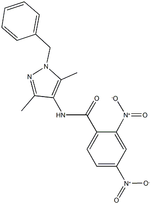 N-(1-benzyl-3,5-dimethyl-1H-pyrazol-4-yl)-2,4-bisnitrobenzamide Structure