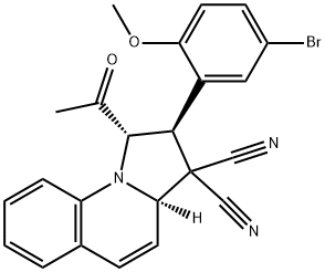 1-acetyl-2-(5-bromo-2-methoxyphenyl)-1,2-dihydropyrrolo[1,2-a]quinoline-3,3(3aH)-dicarbonitrile 구조식 이미지