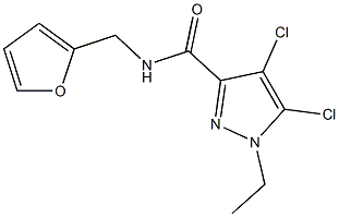4,5-dichloro-1-ethyl-N-(2-furylmethyl)-1H-pyrazole-3-carboxamide Structure