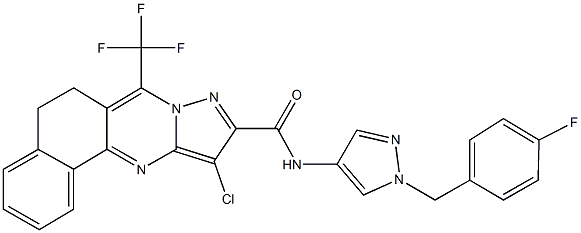 11-chloro-N-[1-(4-fluorobenzyl)-1H-pyrazol-4-yl]-7-(trifluoromethyl)-5,6-dihydrobenzo[h]pyrazolo[5,1-b]quinazoline-10-carboxamide 구조식 이미지