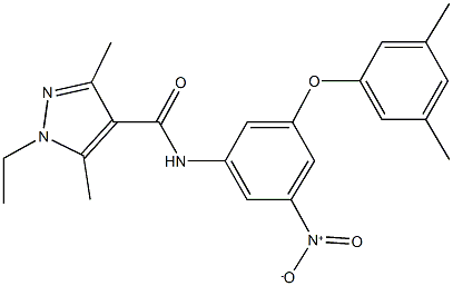 N-{3-(3,5-dimethylphenoxy)-5-nitrophenyl}-1-ethyl-3,5-dimethyl-1H-pyrazole-4-carboxamide 구조식 이미지