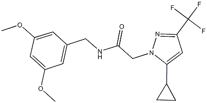 2-[5-cyclopropyl-3-(trifluoromethyl)-1H-pyrazol-1-yl]-N-(3,5-dimethoxybenzyl)acetamide 구조식 이미지