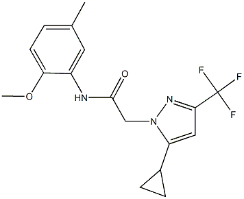 2-[5-cyclopropyl-3-(trifluoromethyl)-1H-pyrazol-1-yl]-N-(2-methoxy-5-methylphenyl)acetamide 구조식 이미지