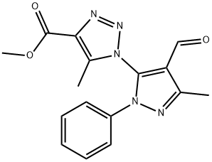 methyl 1-(4-formyl-3-methyl-1-phenyl-1H-pyrazol-5-yl)-5-methyl-1H-1,2,3-triazole-4-carboxylate 구조식 이미지