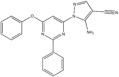 5-amino-1-(6-phenoxy-2-phenyl-4-pyrimidinyl)-1H-pyrazole-4-carbonitrile 구조식 이미지