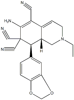 6-amino-8-(1,3-benzodioxol-5-yl)-2-ethyl-2,3,8,8a-tetrahydroisoquinoline-5,7,7(1H)-tricarbonitrile 구조식 이미지