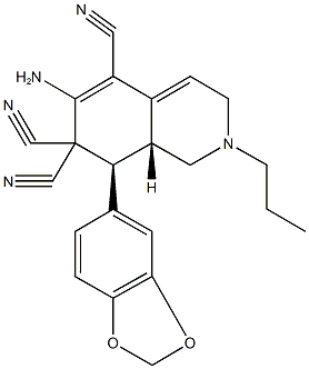 6-amino-8-(1,3-benzodioxol-5-yl)-2-propyl-2,3,8,8a-tetrahydroisoquinoline-5,7,7(1H)-tricarbonitrile 구조식 이미지