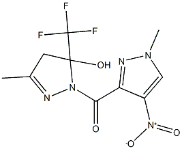 1-({4-nitro-1-methyl-1H-pyrazol-3-yl}carbonyl)-3-methyl-5-(trifluoromethyl)-4,5-dihydro-1H-pyrazol-5-ol 구조식 이미지