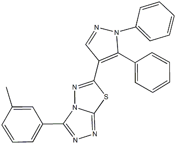 6-(1,5-diphenyl-1H-pyrazol-4-yl)-3-(3-methylphenyl)[1,2,4]triazolo[3,4-b][1,3,4]thiadiazole Structure