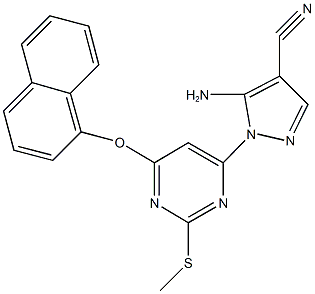 5-amino-1-[2-(methylsulfanyl)-6-(1-naphthyloxy)pyrimidin-4-yl]-1H-pyrazole-4-carbonitrile 구조식 이미지