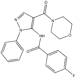 4-fluoro-N-[4-(4-morpholinylcarbonyl)-1-phenyl-1H-pyrazol-5-yl]benzamide 구조식 이미지