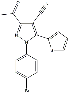 3-acetyl-1-(4-bromophenyl)-5-(2-thienyl)-1H-pyrazole-4-carbonitrile 구조식 이미지