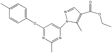 ethyl 5-methyl-1-[2-methyl-6-(4-methylphenoxy)-4-pyrimidinyl]-1H-pyrazole-4-carboxylate 구조식 이미지