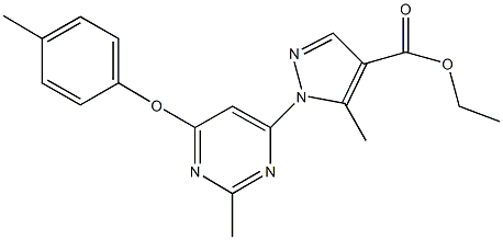 ethyl 5-methyl-1-[2-methyl-6-(4-methylphenoxy)-4-pyrimidinyl]-1H-pyrazole-4-carboxylate Structure