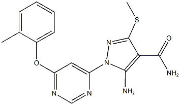 5-amino-1-[6-(2-methylphenoxy)-4-pyrimidinyl]-3-(methylsulfanyl)-1H-pyrazole-4-carboxamide 구조식 이미지