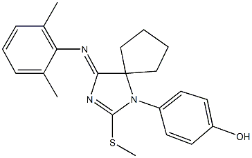 4-[4-[(2,6-dimethylphenyl)imino]-2-(methylsulfanyl)-1,3-diazaspiro[4.4]non-2-en-1-yl]phenol 구조식 이미지