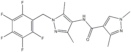 N-[3,5-dimethyl-1-(2,3,4,5,6-pentafluorobenzyl)-1H-pyrazol-4-yl]-1,3-dimethyl-1H-pyrazole-4-carboxamide 구조식 이미지