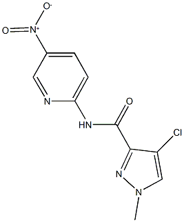 4-chloro-N-{5-nitro-2-pyridinyl}-1-methyl-1H-pyrazole-3-carboxamide 구조식 이미지