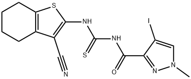 N-(3-cyano-4,5,6,7-tetrahydro-1-benzothien-2-yl)-N'-[(4-iodo-1-methyl-1H-pyrazol-3-yl)carbonyl]thiourea 구조식 이미지