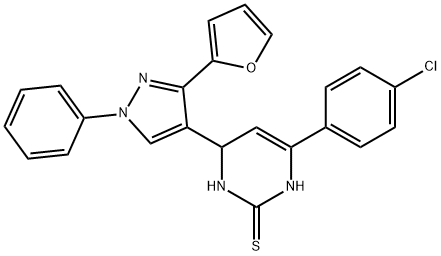 6-(4-chlorophenyl)-4-[3-(2-furyl)-1-phenyl-1H-pyrazol-4-yl]-3,4-dihydro-2(1H)-pyrimidinethione Structure