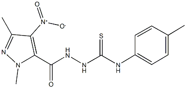 2-({4-nitro-1,3-dimethyl-1H-pyrazol-5-yl}carbonyl)-N-(4-methylphenyl)hydrazinecarbothioamide 구조식 이미지