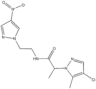 2-(4-chloro-5-methyl-1H-pyrazol-1-yl)-N-(2-{4-nitro-1H-pyrazol-1-yl}ethyl)propanamide Structure