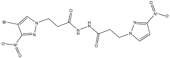 N'-(3-{4-bromo-3-nitro-1H-pyrazol-1-yl}propanoyl)-3-{3-nitro-1H-pyrazol-1-yl}propanohydrazide Structure