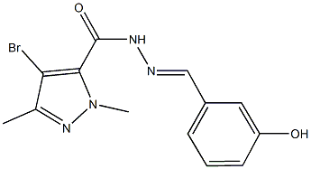 4-bromo-N'-(3-hydroxybenzylidene)-1,3-dimethyl-1H-pyrazole-5-carbohydrazide 구조식 이미지