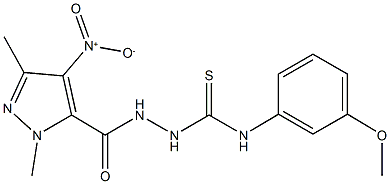 2-({4-nitro-1,3-dimethyl-1H-pyrazol-5-yl}carbonyl)-N-(3-methoxyphenyl)hydrazinecarbothioamide 구조식 이미지