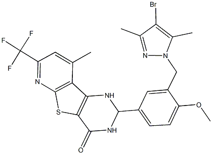 2-{3-[(4-bromo-3,5-dimethyl-1H-pyrazol-1-yl)methyl]-4-methoxyphenyl}-9-methyl-7-(trifluoromethyl)-2,3-dihydropyrido[3',2':4,5]thieno[3,2-d]pyrimidin-4(1H)-one Structure